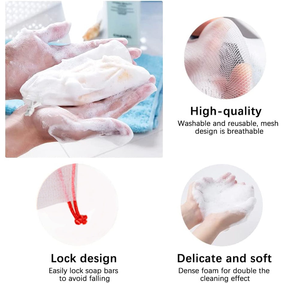 Mesh Soap Net Bag Foaming Bubble with Drawstring Bath & Body efreshme