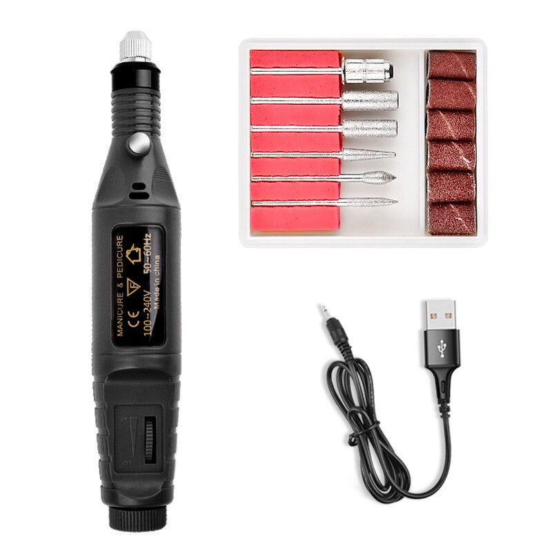 USB Electric Nail Drill Pen Personal Care efreshme Black