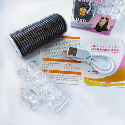 USB Heated Korean Air Bang Hair Mini Curler Hair Care efreshme Black