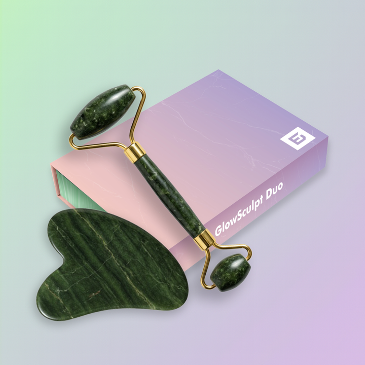 Penggelek Jade Gelap dan Set Gua Sha