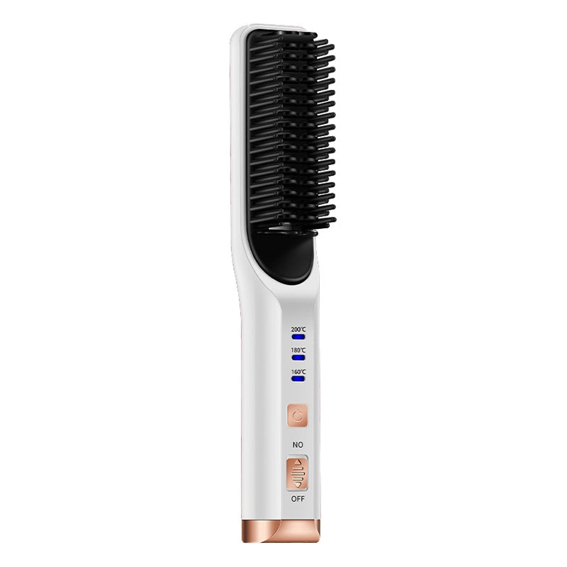 Wireless PRO Hair Straightener and Curler 2 IN 1, Brush Anti Scald Portable Straightening Mini Comb Travel Go