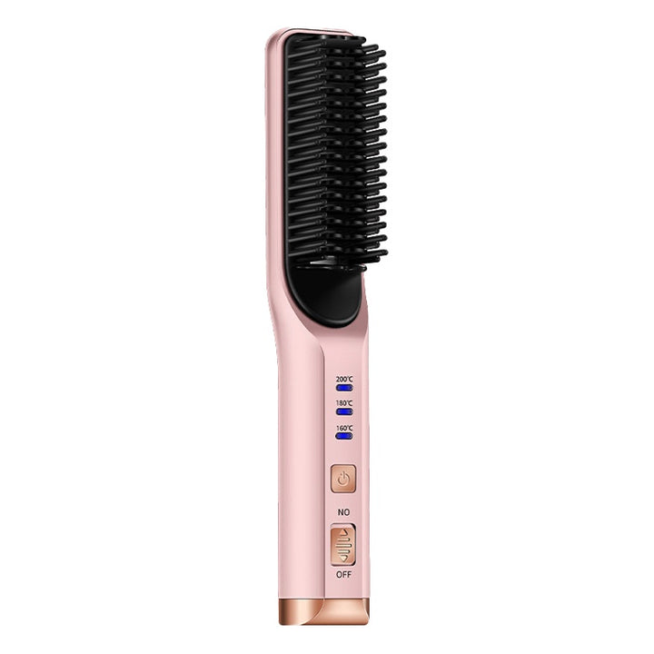 Wireless PRO Hair Straightener and Curler 2 IN 1, Brush Anti Scald Portable Straightening Mini Comb Travel Go