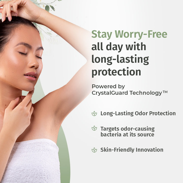 Efreshme Natural Crystal Mineral Deodorant Stone - Unscented Body 24 Hour Odor Protection 120g