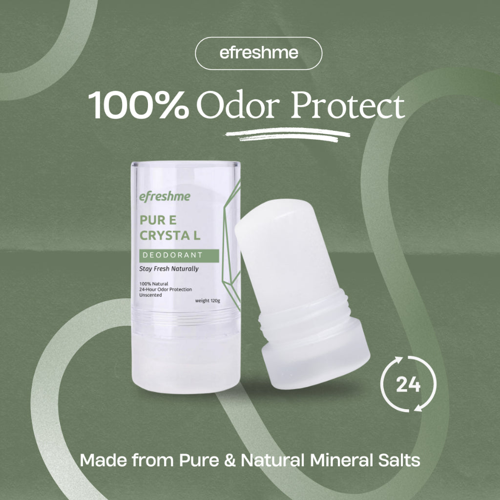 Efreshme Natural Crystal Mineral Deodorant Stone - Unscented Body 24 Hour Odor Protection 120g Deodorant efreshme   