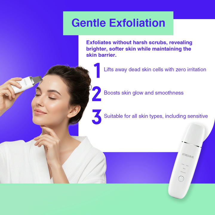 Efreshme Ultrasonic Glow Scrubii - Skin Scrubber Pore Ion Cleaner Facial Exfoliation Blackhead Whitehead Pimple Remover