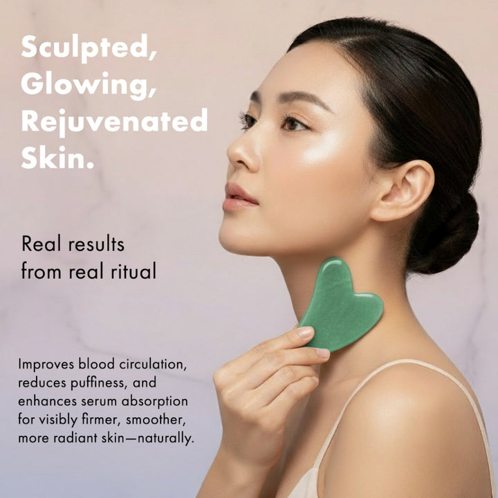 Efreshme Premium Natural Green Jade Roller and Gua Sha Set for Face Lifting Slimming Beauty Tool Massage