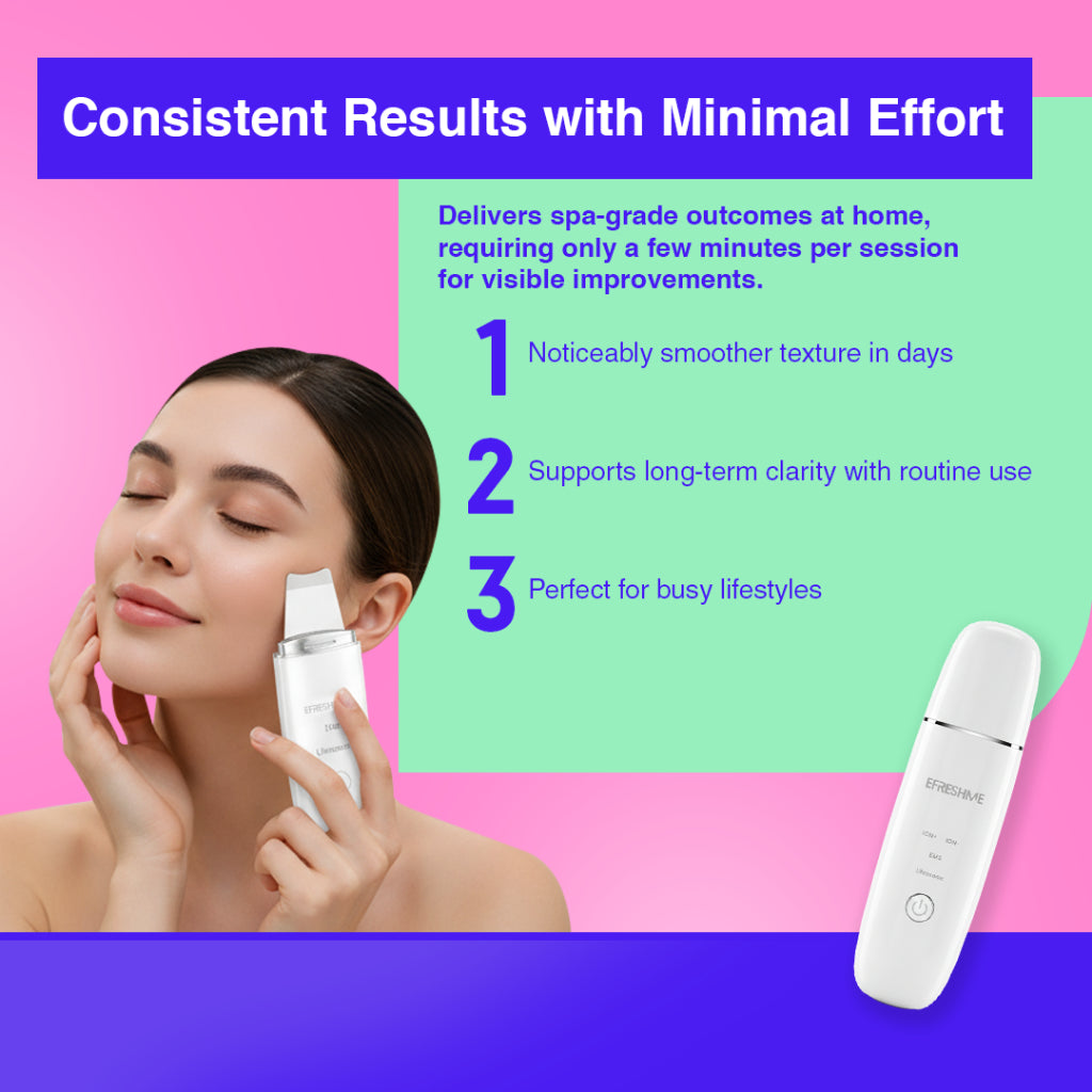 Efreshme Ultrasonic Glow Scrubii - Skin Scrubber Pore Ion Cleaner Facial Exfoliation Blackhead Whitehead Pimple Remover