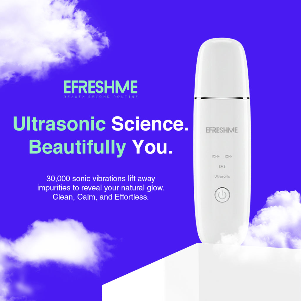 Efreshme Ultrasonic Glow Scrubii - Skin Scrubber Pore Ion Cleaner Facial Exfoliation Blackhead Whitehead Pimple Remover