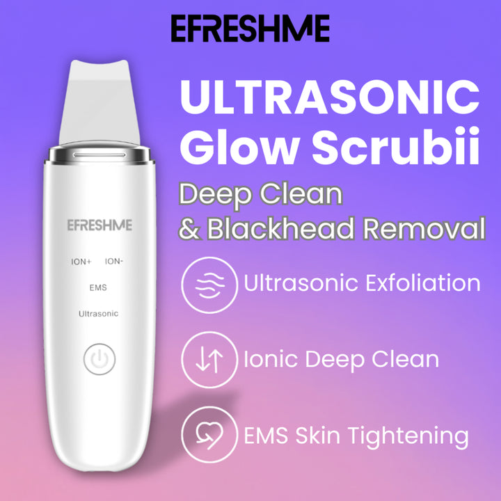 Efreshme Ultrasonic Glow Scrubii - Skin Scrubber Pore Ion Cleaner Facial Exfoliation Blackhead Whitehead Pimple Remover