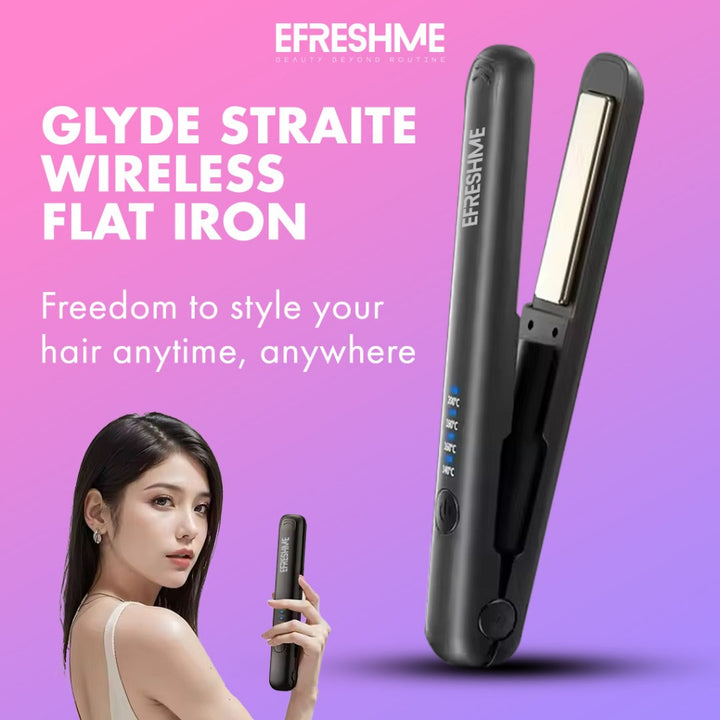 Efreshme Glyde Straite Wireless Hair Straightener and Curler 2 in 1, Cordless Portable Ceramic Flat Iron