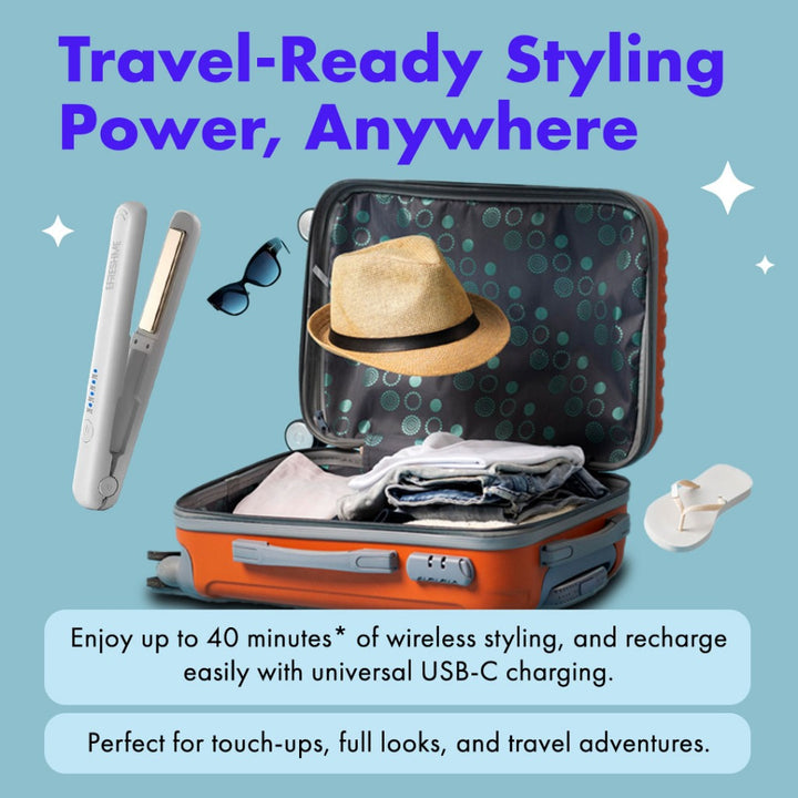 Efreshme Glyde Straite Wireless Hair Straightener and Curler 2 in 1, Cordless Portable Ceramic Flat Iron