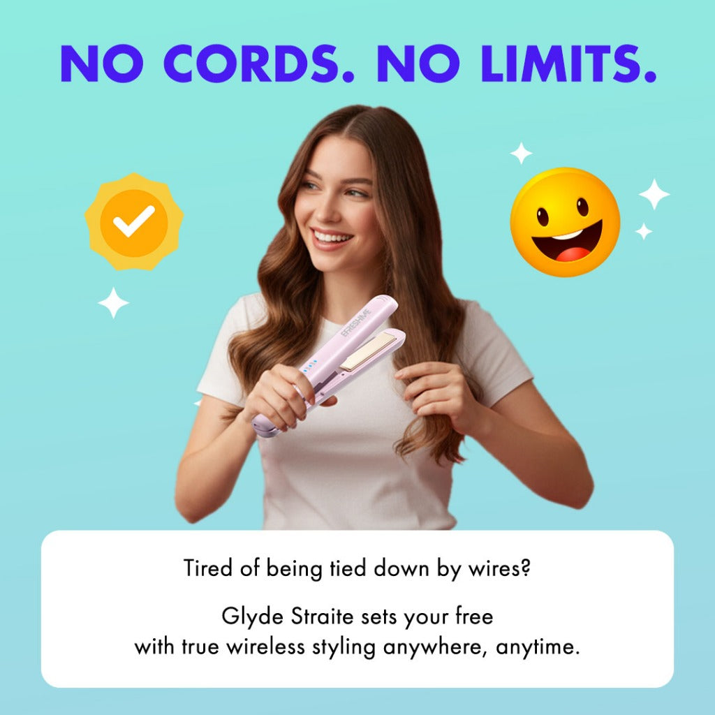 Efreshme Glyde Straite Wireless Hair Straightener and Curler 2 in 1, Cordless Portable Ceramic Flat Iron