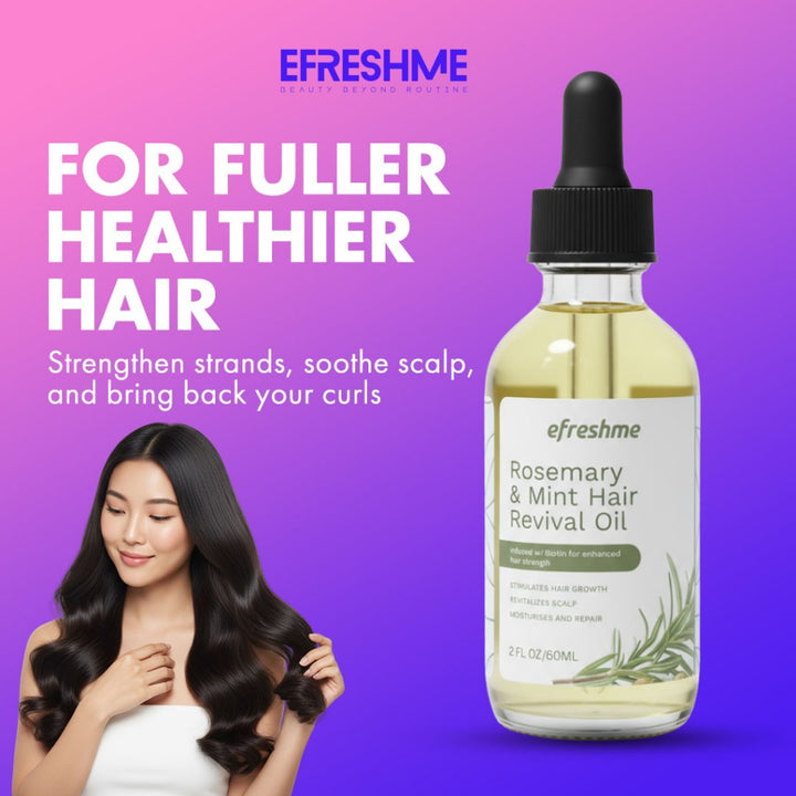 Efreshme Rosemary & Mint Revival Hair Oil for Anti Hair Loss, Dandruff, Hair Growth & Scalp Treatment, Natural & Organic