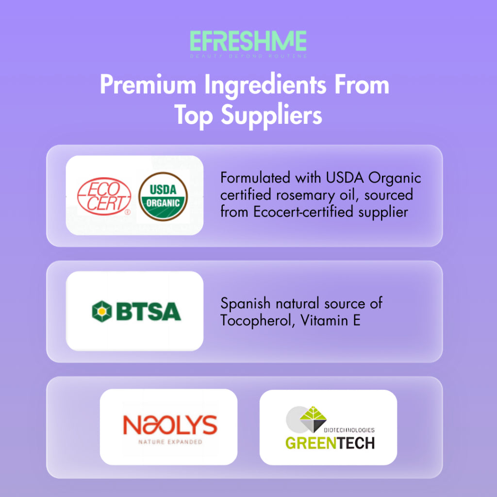 Efreshme Rosemary & Mint Revival Hair Oil for Anti Hair Loss, Dandruff, Hair Growth & Scalp Treatment, Natural & Organic