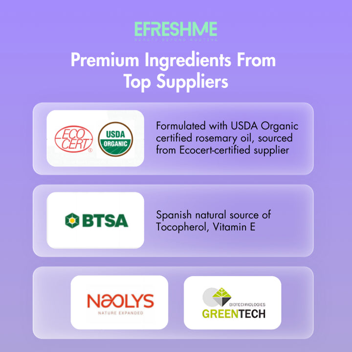 Efreshme Rosemary & Mint Revival Hair Oil for Anti Hair Loss, Dandruff, Hair Growth & Scalp Treatment, Natural & Organic