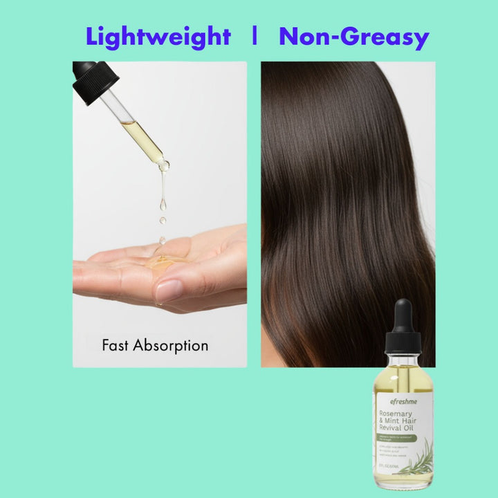 Efreshme Rosemary & Mint Revival Hair Oil for Anti Hair Loss, Dandruff, Hair Growth & Scalp Treatment, Natural & Organic