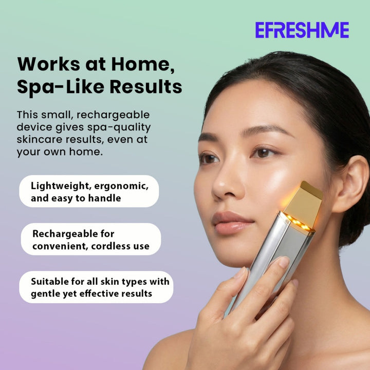 Efreshme Ultrasonic Skin Scrubber - Pore Ion Cleaner Facial Exfoliation Blackhead Whitehead Pimple Remover