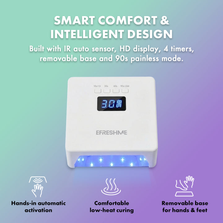 Efreshme Pro UV Nail Polish Gel Lamp Wireless Cordless Manicure Glow Cure Fast Dry Top Base Coat Acetone Pedicure LED