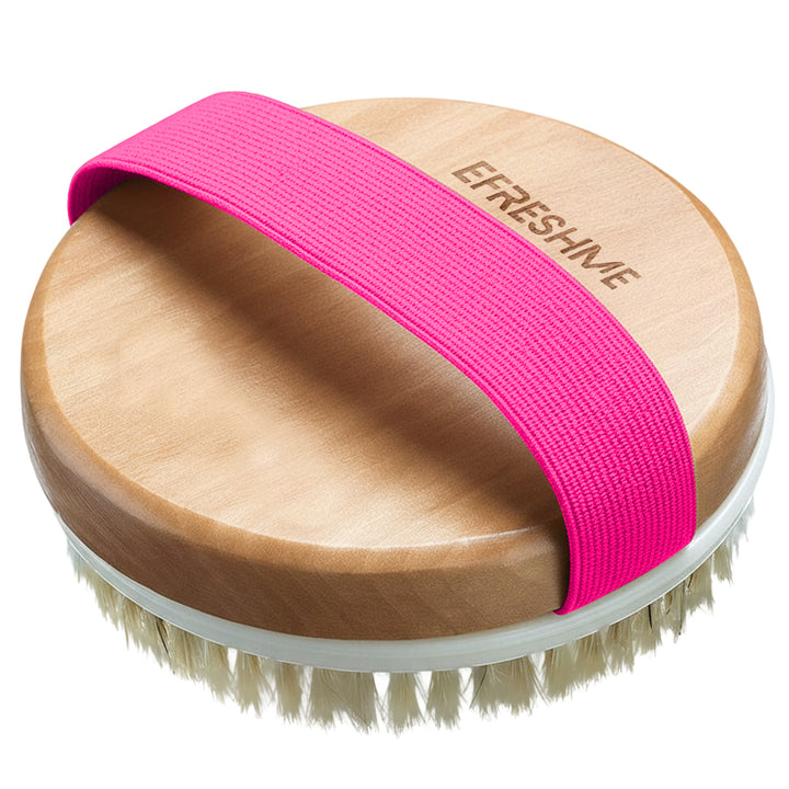 Efreshme Classic Dry Body Brush (Natural Boar Bristles) with Massage Nodules for Spa Exfoliation Clarifying Detox