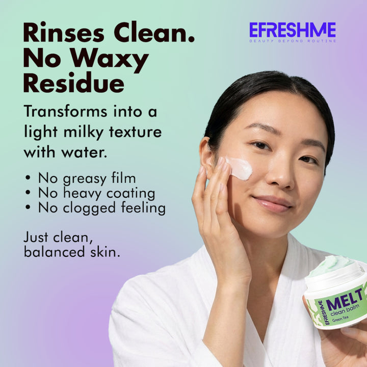 Efreshme Melt Cleansing Balm Makeup Remover | Oil to Milk Deep Pore Clean | Blackhead Sebum Remover Gentle Face Cleanser