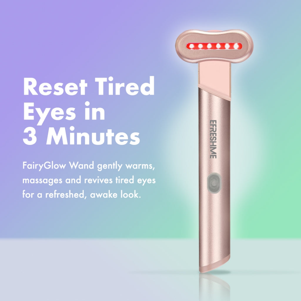Efreshme FairyGlow Wand | LED Eye & Face Skincare, Red Blue Light, EMS Microcurrent, Sonic Vibration, Puffy Dark Circle