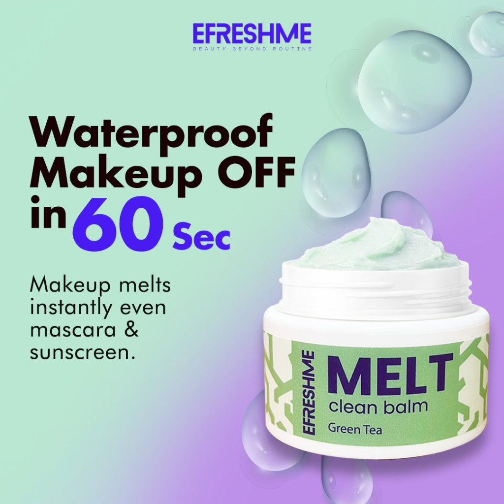 Efreshme Melt Cleansing Balm Makeup Remover | Oil to Milk Deep Pore Clean | Blackhead Sebum Remover Gentle Face Cleanser