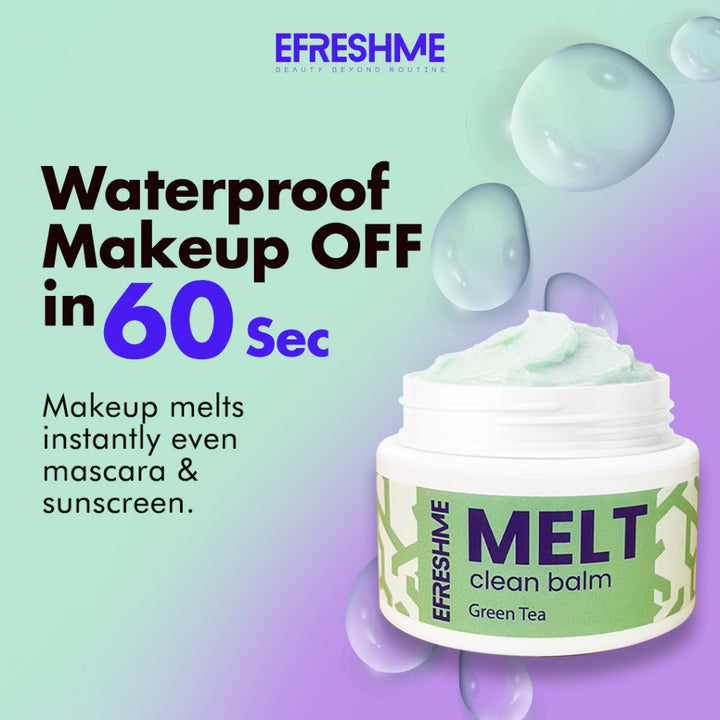 Efreshme Melt Cleansing Balm Makeup Remover | Oil to Milk Deep Pore Clean | Blackhead Sebum Remover Gentle Face Cleanser