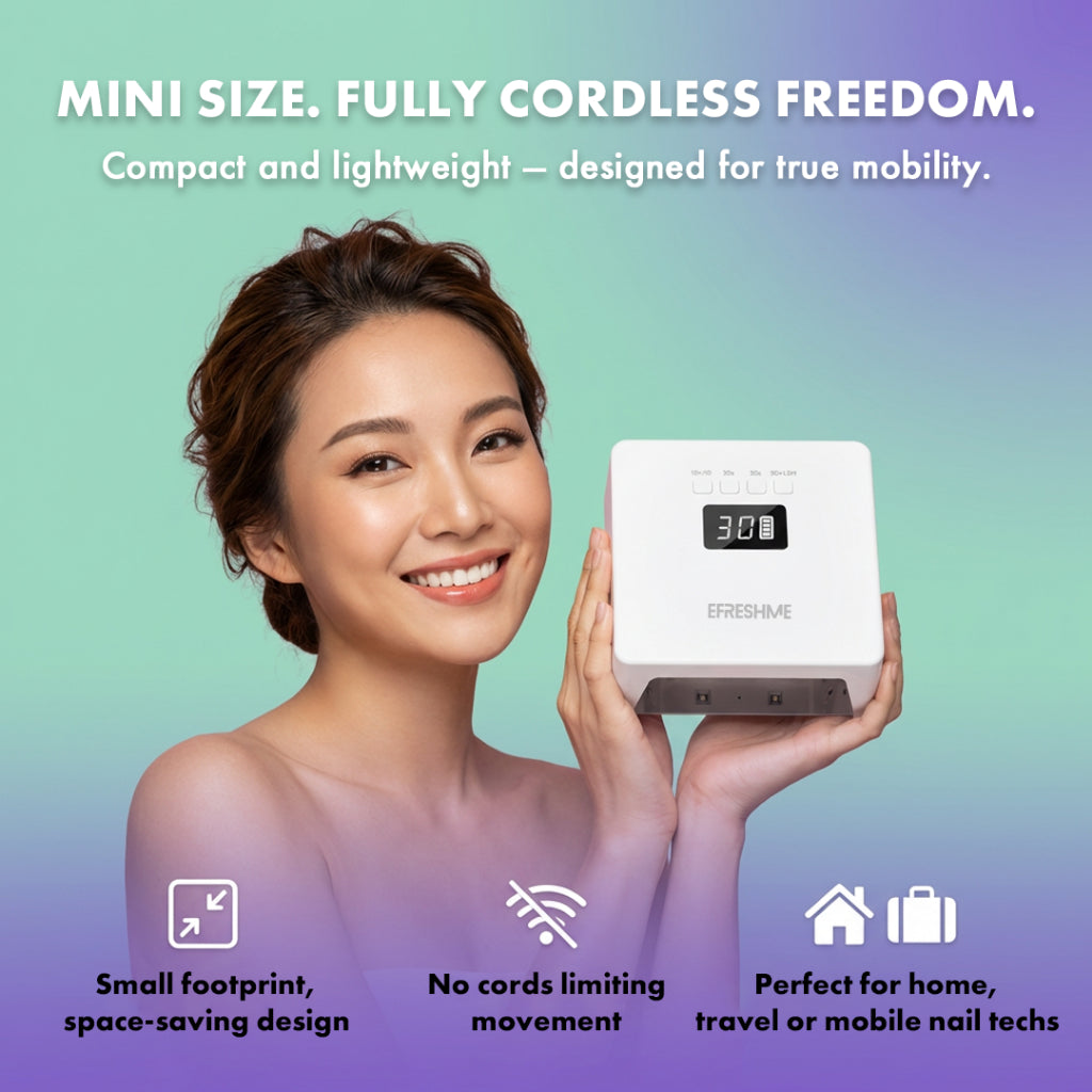 Efreshme Pro UV Nail Polish Gel Lamp Wireless Cordless Manicure Glow Cure Fast Dry Top Base Coat Acetone Pedicure LED