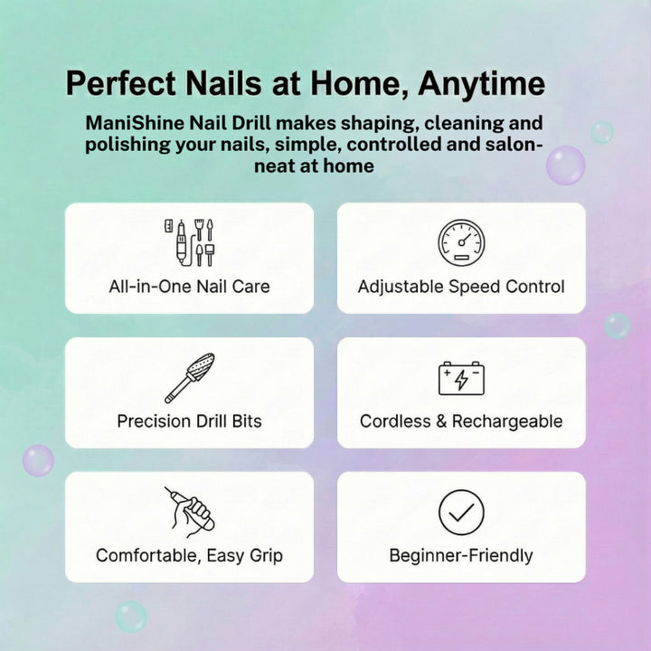 Efreshme Manishine Nail Station | Professional Rechargeable Wireless Nail Drill, Salon at Home (Manicure Pedicure)