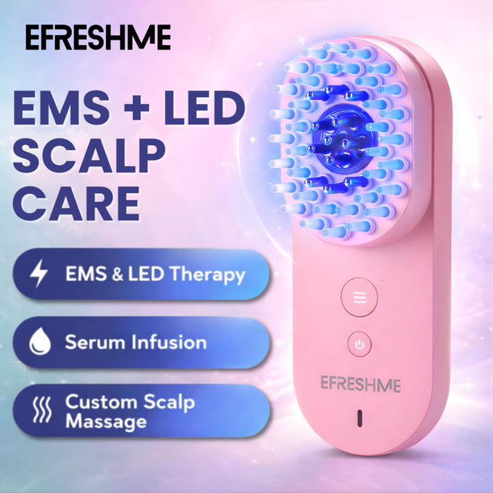 Efreshme GlowInfuse Scalp Comb with EMS & LED | Hair Growth Scalp Massager Serum Infusion Rechargeable