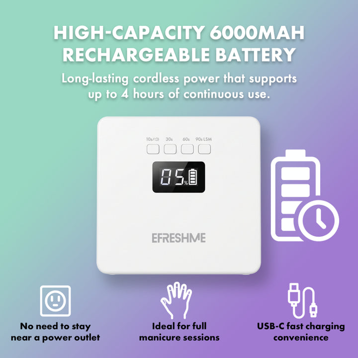 Efreshme Pro UV Nail Polish Gel Lamp Wireless Cordless Manicure Glow Cure Fast Dry Top Base Coat Acetone Pedicure LED