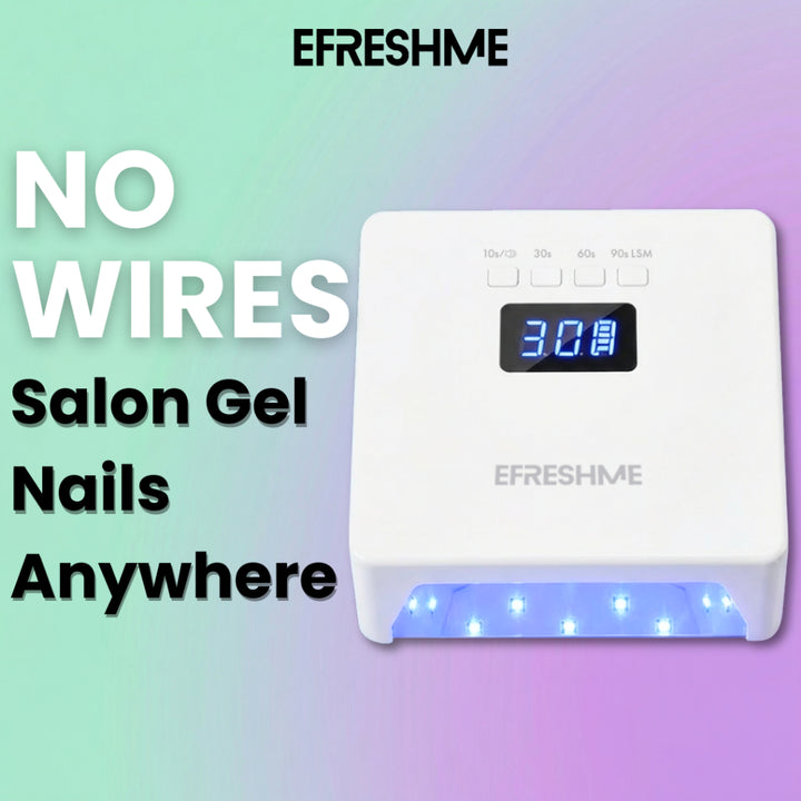 Efreshme Pro UV Nail Polish Gel Lamp Wireless Cordless Manicure Glow Cure Fast Dry Top Base Coat Acetone Pedicure LED