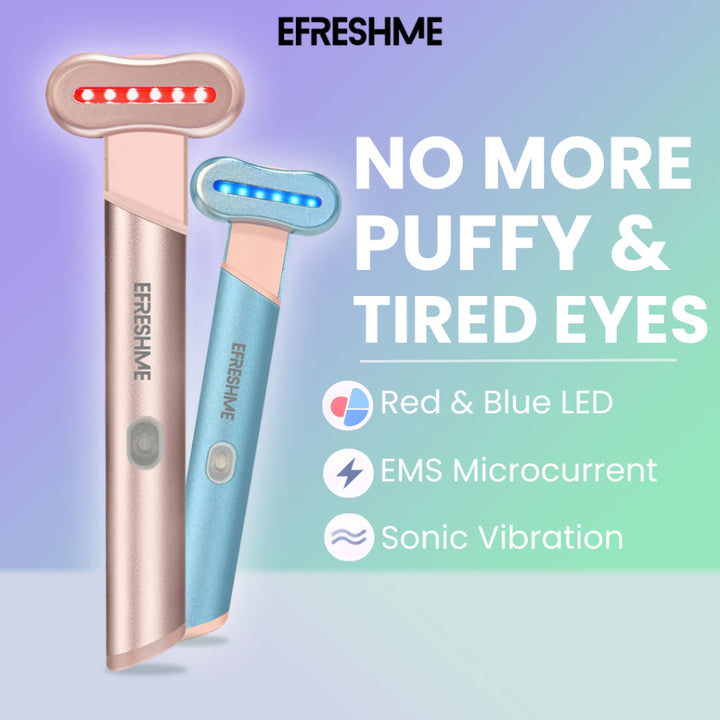 Efreshme FairyGlow Wand | LED Eye & Face Skincare, Red Blue Light, EMS Microcurrent, Sonic Vibration, Puffy Dark Circle