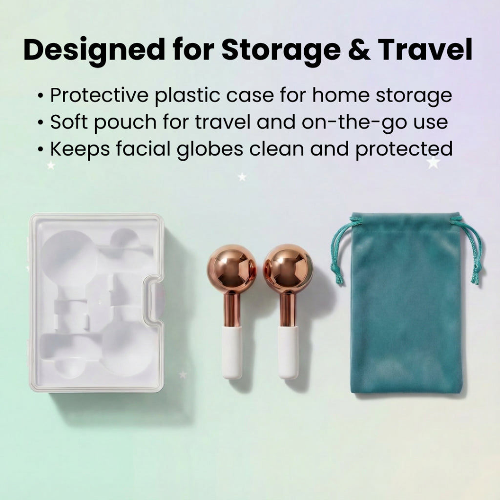 efreshme IceLift Facial Globes | Stainless Steel Rollers for Cryo Ice Massage, Depuff, Lift & Sculpt