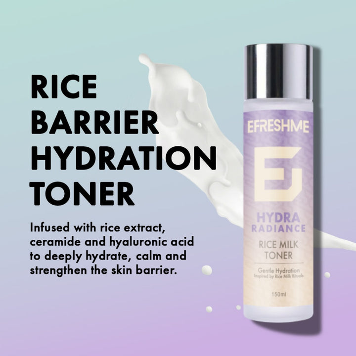 Efreshme Hydra Radiance Rice Milk Toner | Hydrating Brightening Toner | Glass Skin Glow Pore Refining Barrier Repair