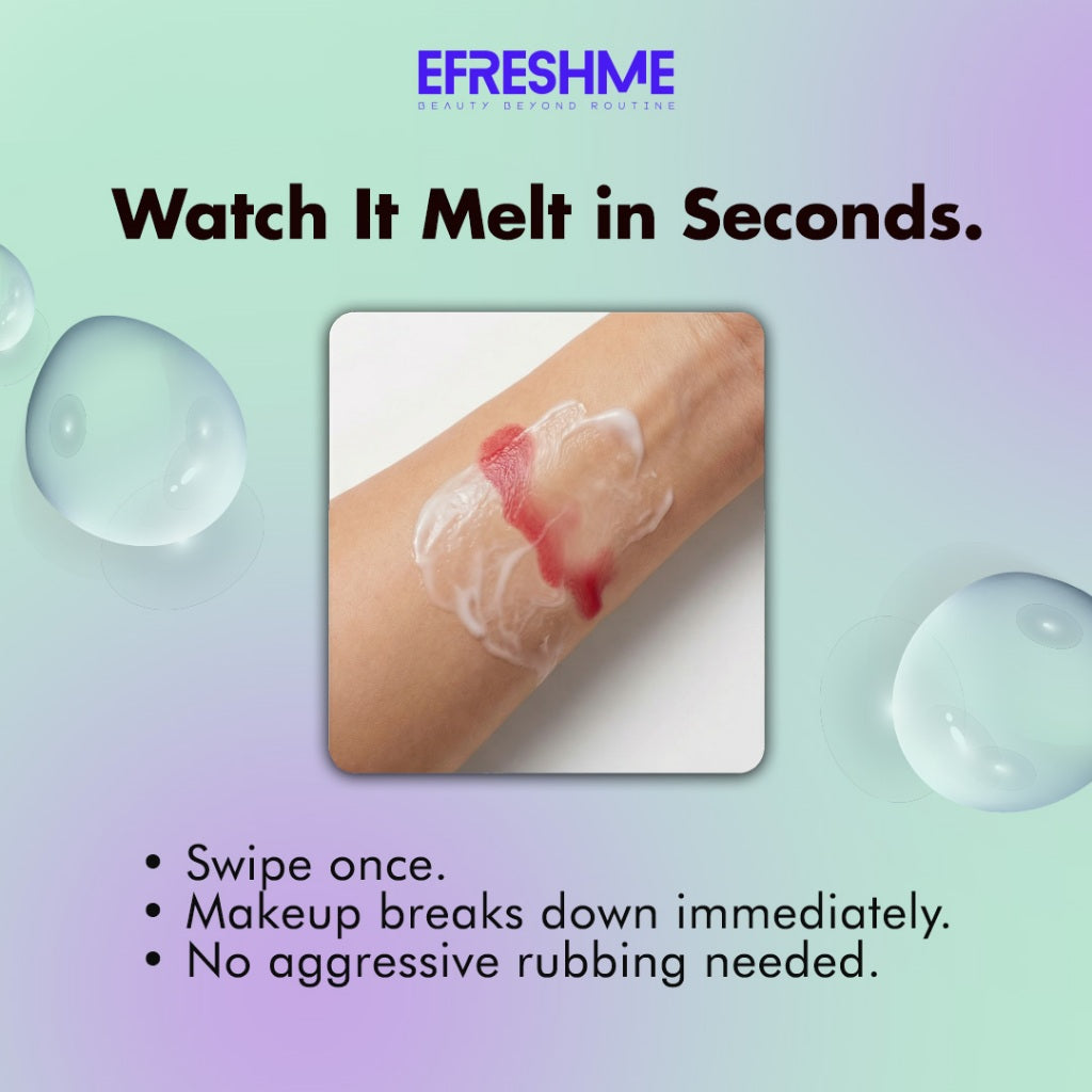 Efreshme Melt Cleansing Balm Makeup Remover | Oil to Milk Deep Pore Clean | Blackhead Sebum Remover Gentle Face Cleanser