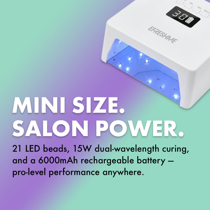 Efreshme Pro UV Nail Polish Gel Lamp Wireless Cordless Manicure Glow Cure Fast Dry Top Base Coat Acetone Pedicure LED