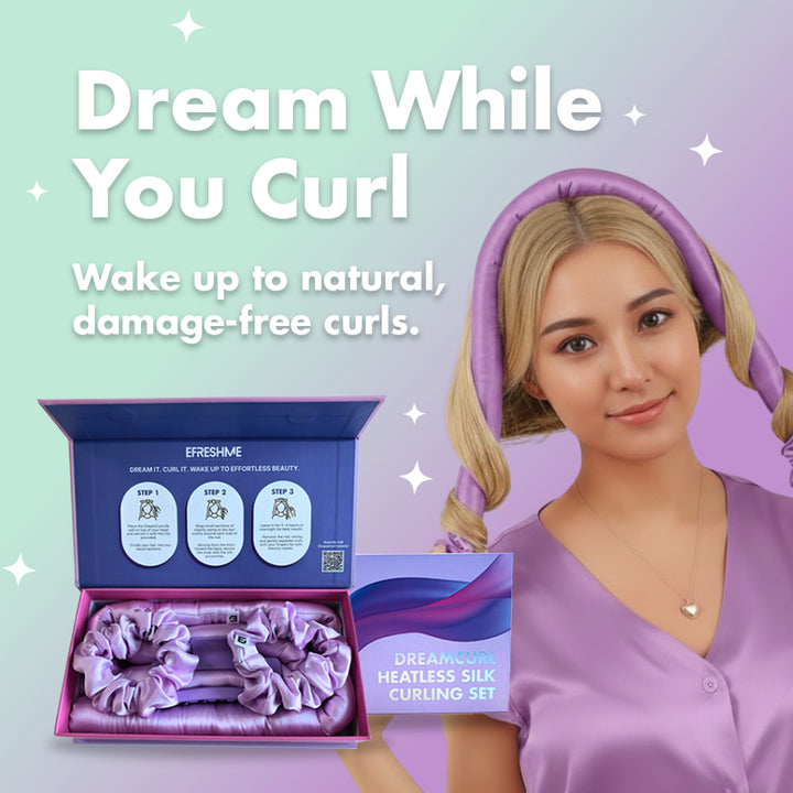 Efreshme DreamCurl Heatless Silk Curling Set | Overnight Sleep Hair Curler, Premium Mulberry, Soft Waves, No Heat Damage