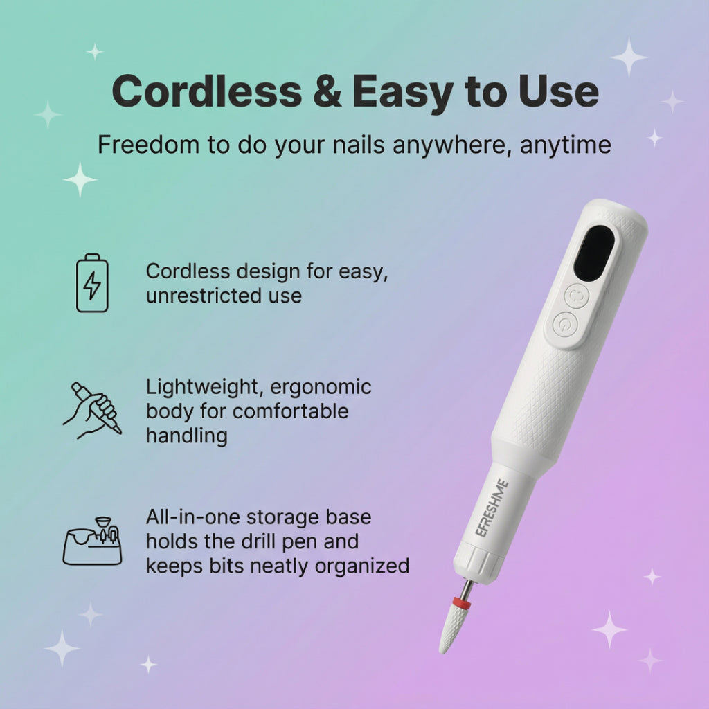 Efreshme Manishine Nail Station | Professional Rechargeable Wireless Nail Drill, Salon at Home (Manicure Pedicure)