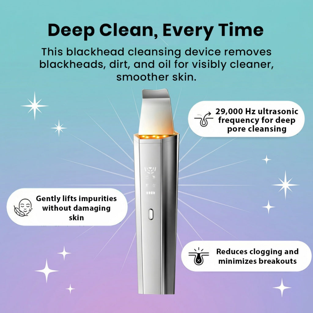 Efreshme Ultrasonic Skin Scrubber - Pore Ion Cleaner Facial Exfoliation Blackhead Whitehead Pimple Remover