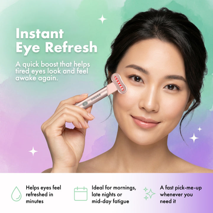 Efreshme FairyGlow Wand | LED Eye & Face Skincare, Red Blue Light, EMS Microcurrent, Sonic Vibration, Puffy Dark Circle