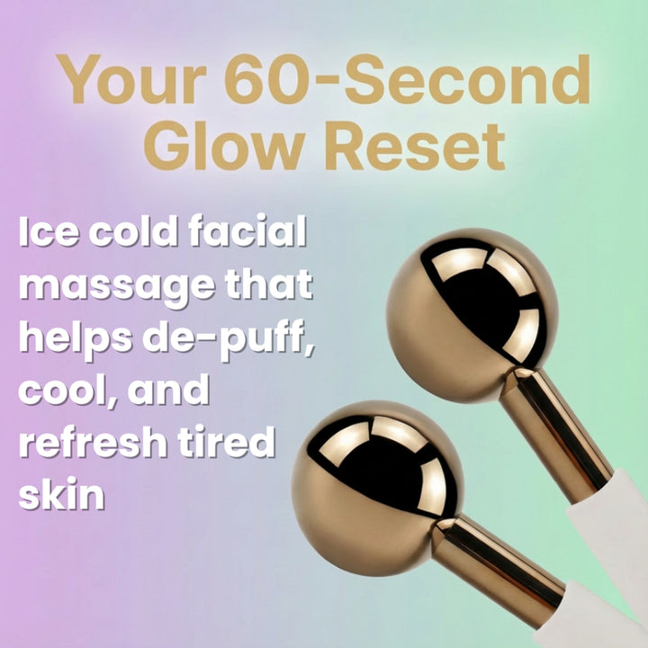 efreshme IceLift Facial Globes | Stainless Steel Rollers for Cryo Ice Massage, Depuff, Lift & Sculpt