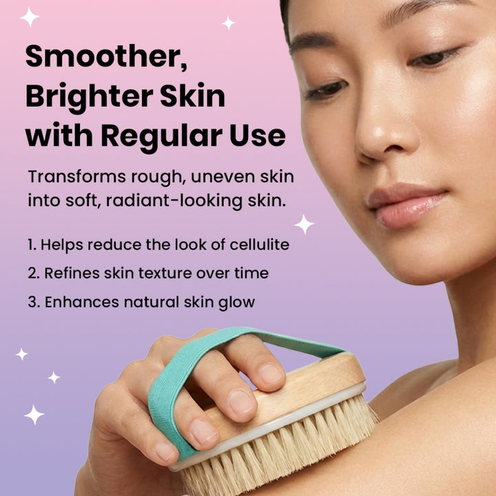 Efreshme Classic Dry Body Brush (Natural Boar Bristles) with Massage Nodules for Spa Exfoliation Clarifying Detox