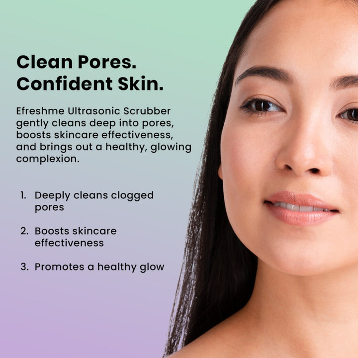 Efreshme Ultrasonic Skin Scrubber - Pore Ion Cleaner Facial Exfoliation Blackhead Whitehead Pimple Remover