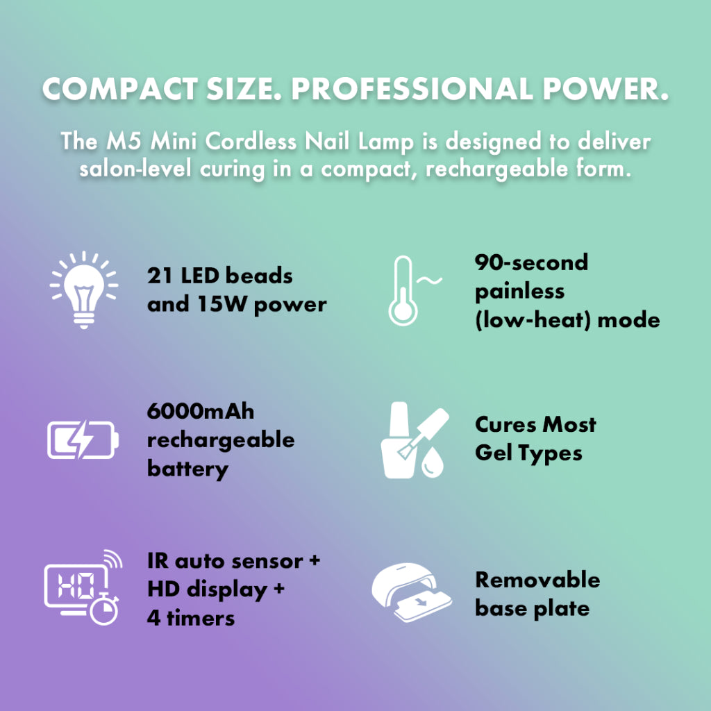 Efreshme Pro UV Nail Polish Gel Lamp Wireless Cordless Manicure Glow Cure Fast Dry Top Base Coat Acetone Pedicure LED