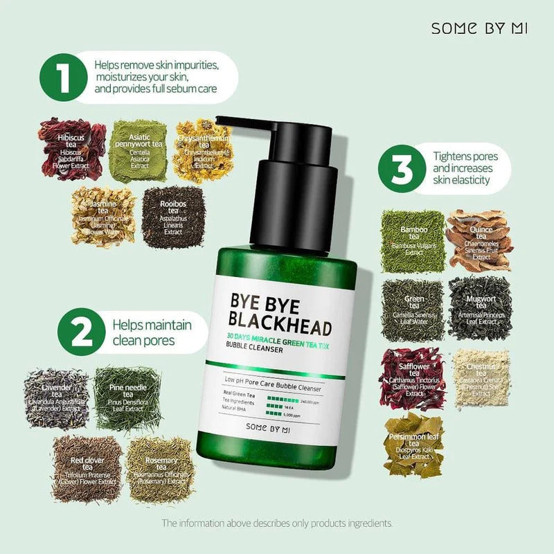 SOME BY MI Bye Bye Blackhead 30 Days Miracle Green Tea Tox Bubble Cleanser Skin care SOME BY MI   
