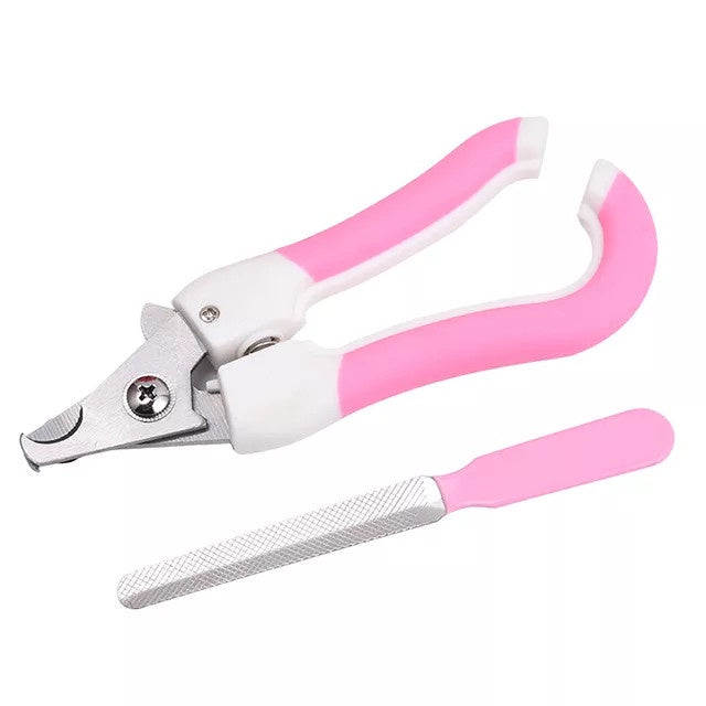 Pet Cat Dog Nail Clipper Cutter Stainless Steel Grooming Scissors Set with File Pet Hair Clippers & Trimmers efreshpet Pink  