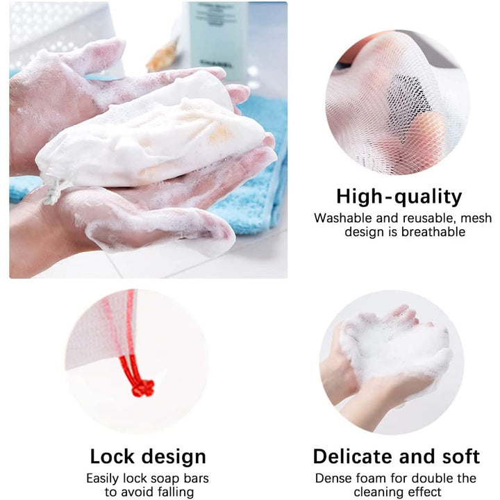 Mesh Soap Net Bag Foaming Bubble with Drawstring Bath & Body efreshme   