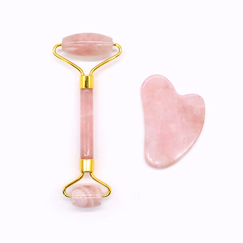 Rose Quartz Roller and Gua Sha Set Beauty Efreshlab   