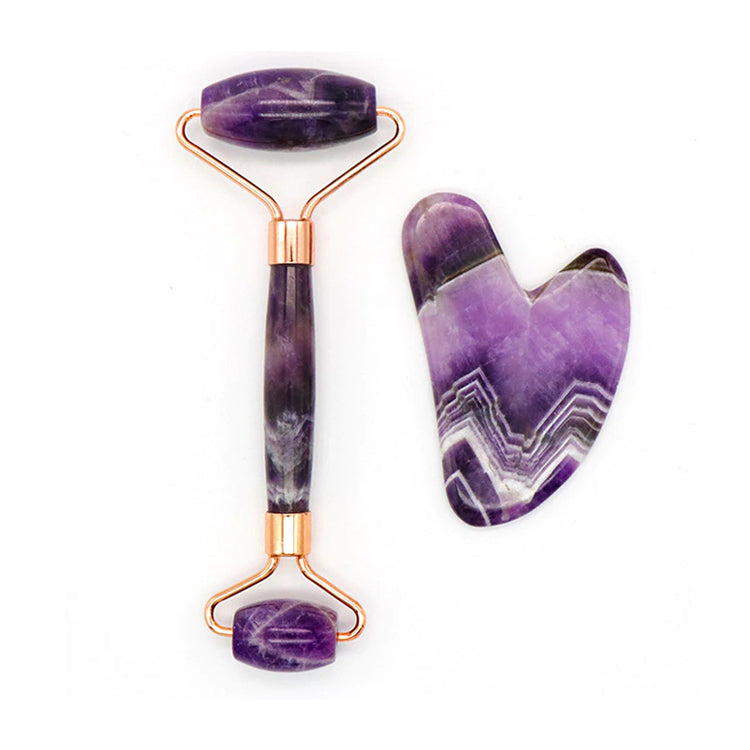 Amethyst Roller and Gua Sha Set Beauty Efreshlab   